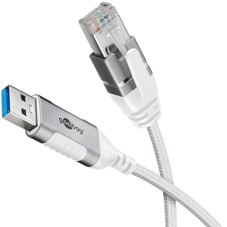 Goobay 74380 kabelomvandlare (hane/hona) USB 3.0 type A RJ45 Vit