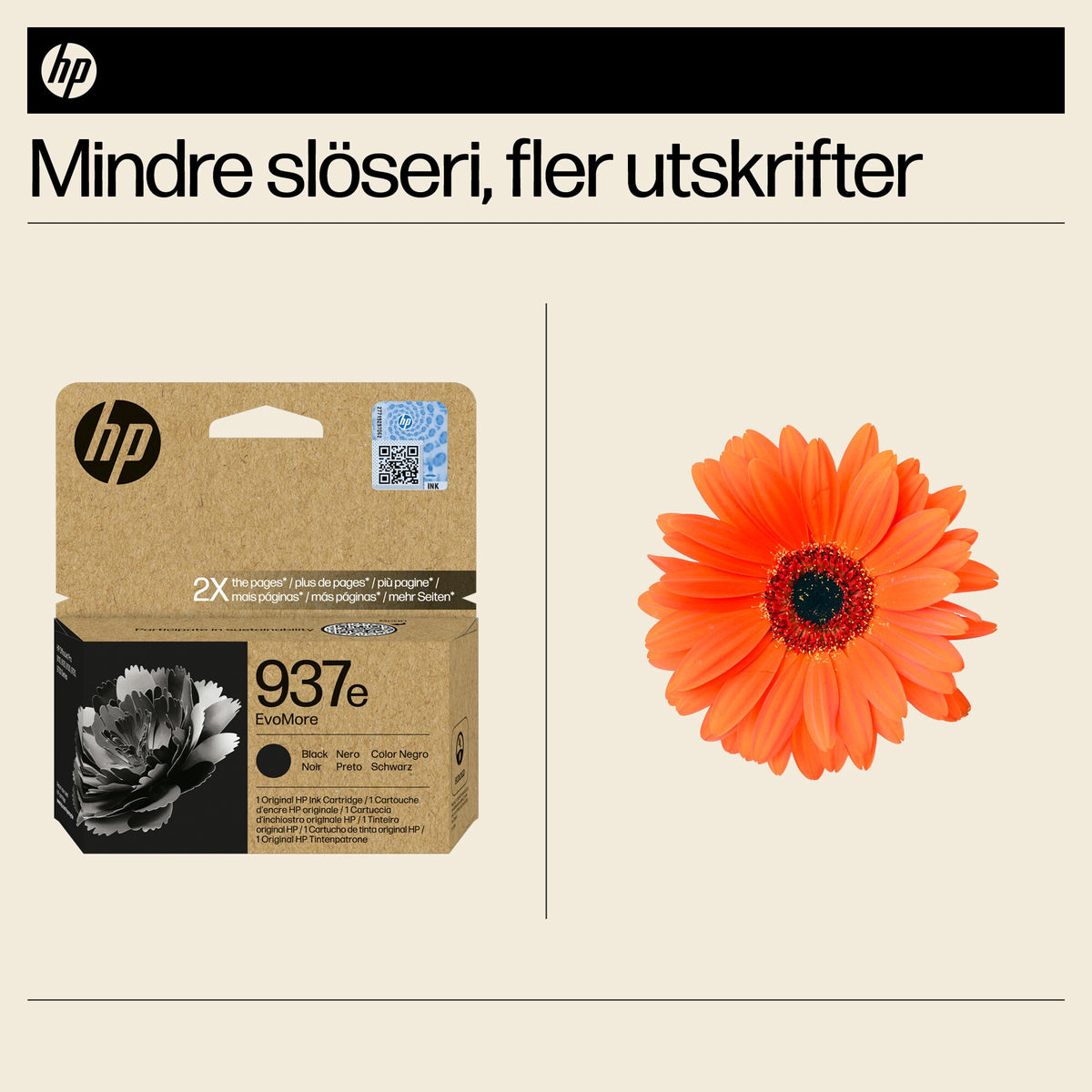HP 937e EvoMore svart originalbläckpatron