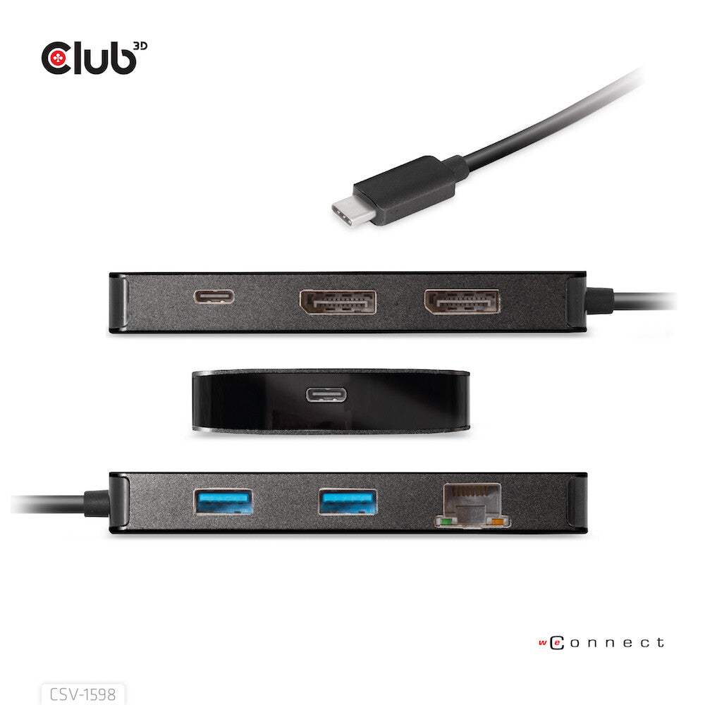 CLUB3D CSV-1598 dockningsstationer för bärbara datorer USB 3.2 Gen 2 (3.1 Gen 2) Type-C Svart