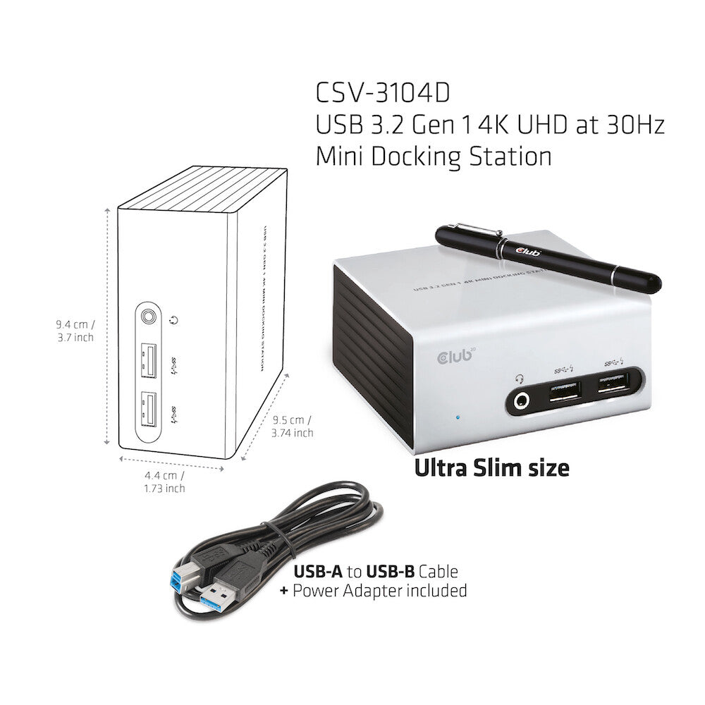 CLUB3D SenseVision USB 3.0 4K UHD Mini Docking Station