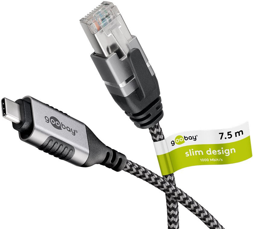 Goobay 74406 kabelomvandlare (hane/hona) USB 3.1 type A RJ45 Svart, Silver