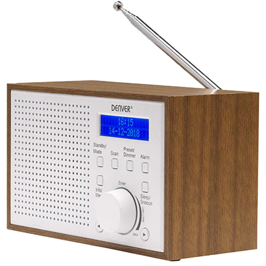 Denver DAB-46WHITE radioapparater Internet Analog och digital Brun, Vit