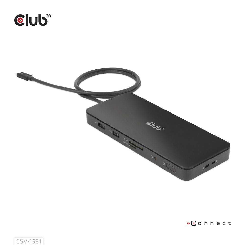 CLUB3D CSV-1581 dockningsstationer för bärbara datorer Dockning Thunderbolt 4 Svart
