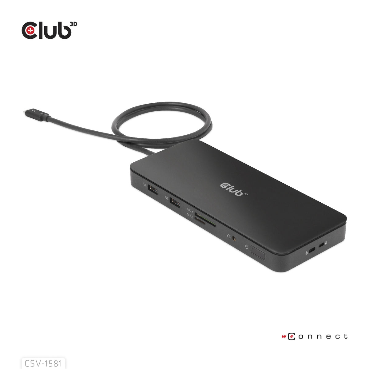 CLUB3D CSV-1581 dockningsstationer för bärbara datorer Dockning Thunderbolt 4 Svart