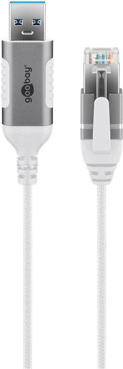 Goobay 74377 kabelomvandlare (hane/hona) USB 3.0 type A RJ45 Vit