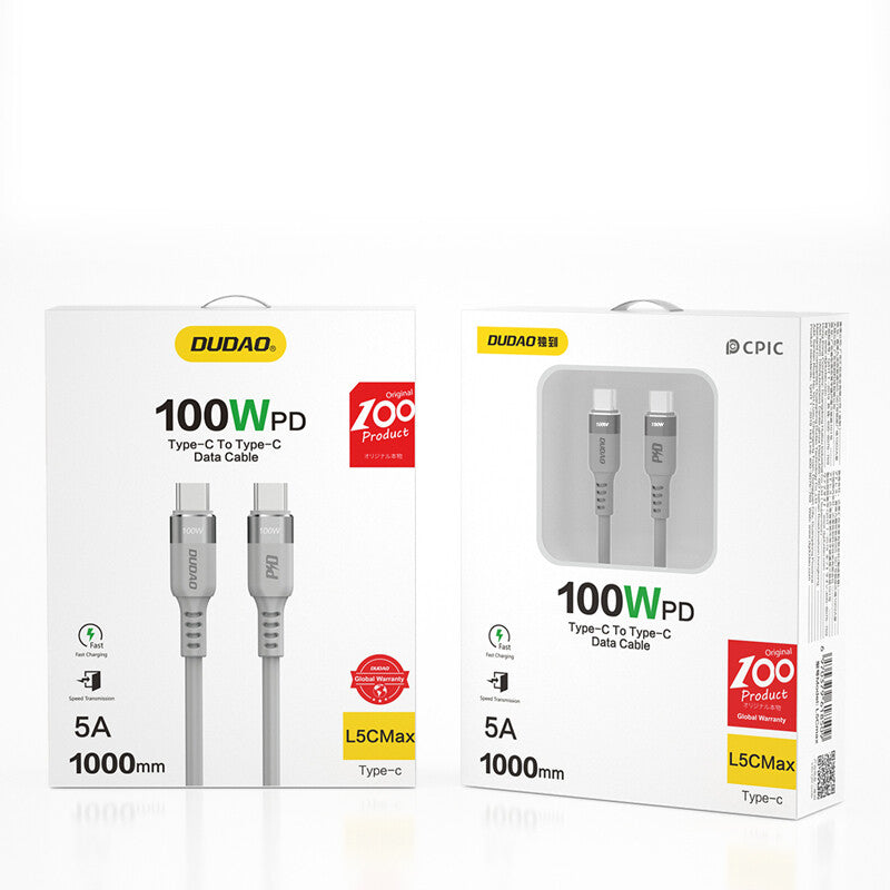 DUDAO L5CMAX USB-kablar 1 m USB C Grå