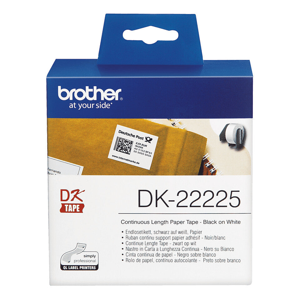 Brother DK-22225 etikett-tejp Svart på vitt
