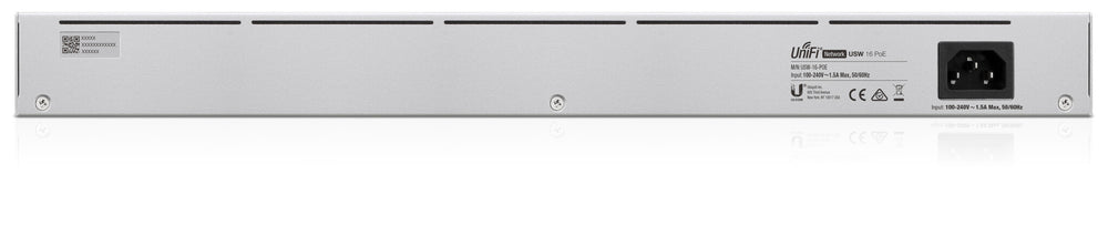 Ubiquiti UniFi 16-Port PoE hanterad L2/L3 Gigabit Ethernet (10/100/1000) Strömförsörjning via Ethernet (PoE) stöd 1U Silver