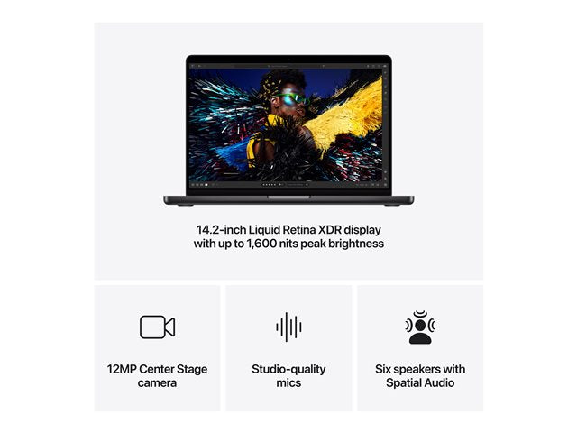 Apple MacBook Pro 14,2” M4 Pro 12C 24GB/512GB – Liquid Retina XDR, Wi-Fi 6E, Space Black, Svensk/Finsk (MX2H3KS/A)