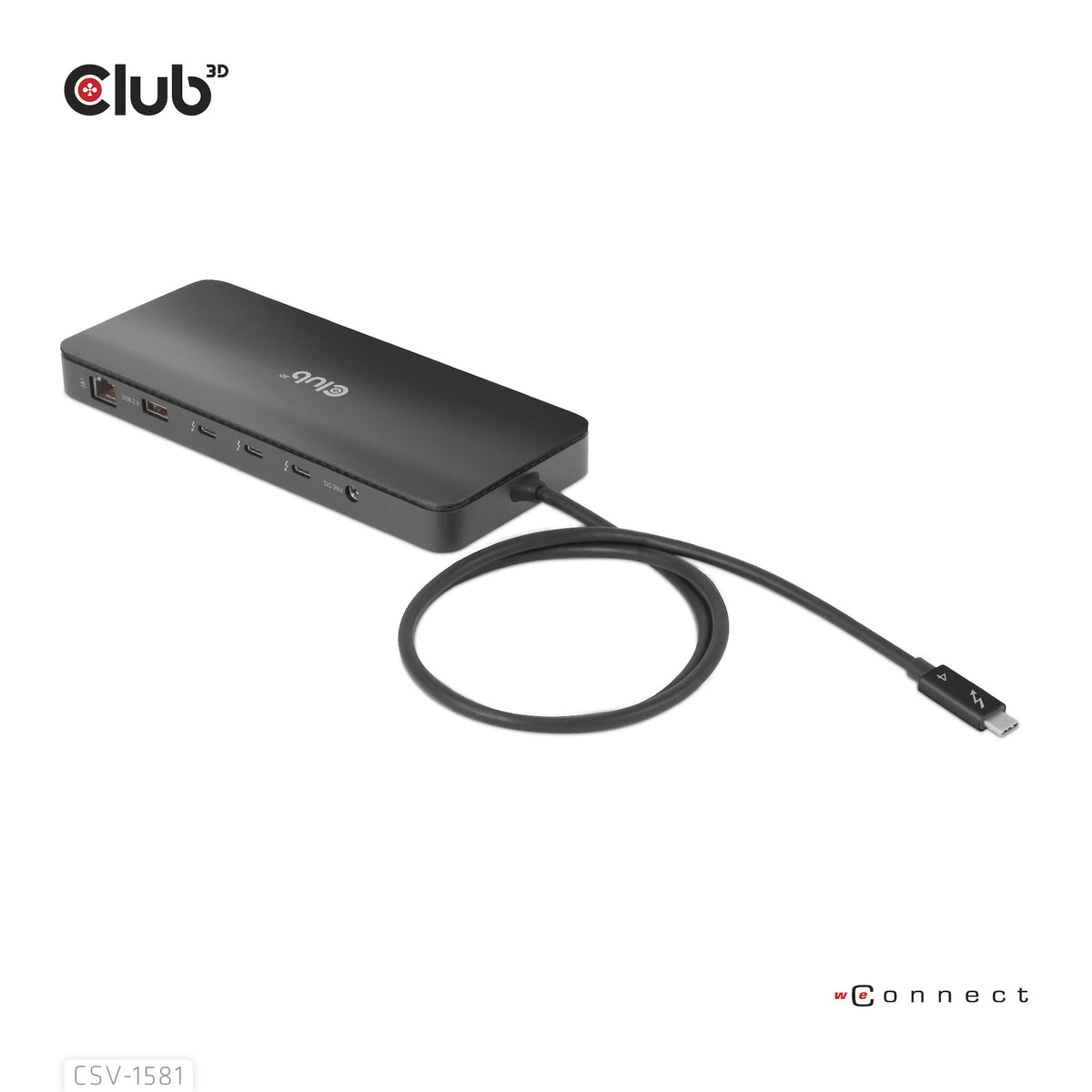 CLUB3D CSV-1581 dockningsstationer för bärbara datorer Dockning Thunderbolt 4 Svart