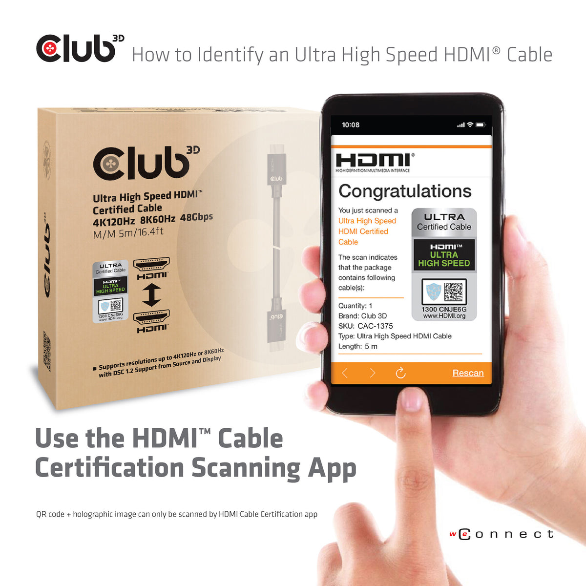 CLUB3D CAC-1375 HDMI-kabel 5 m HDMI Typ A (standard) Svart