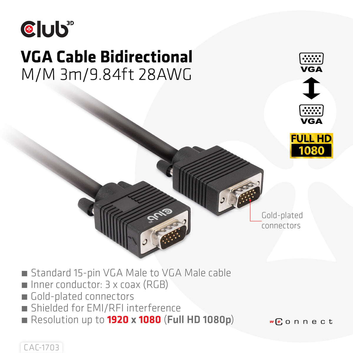 CLUB3D CAC-1703 VGA-kabel