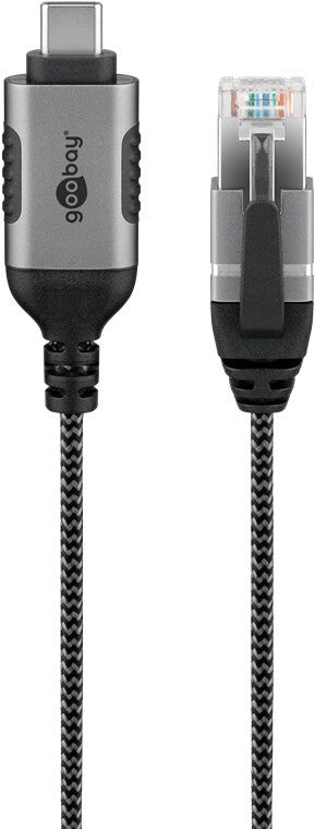 Goobay 74401 kabelomvandlare (hane/hona) USB 3.1 type A RJ45 Svart, Silver