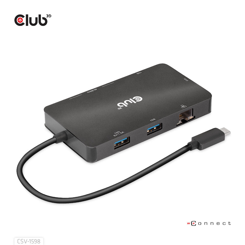 CLUB3D CSV-1598 dockningsstationer för bärbara datorer USB 3.2 Gen 2 (3.1 Gen 2) Type-C Svart