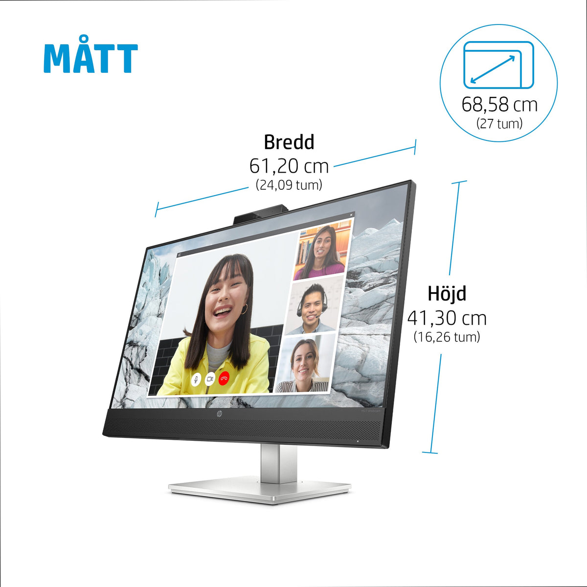HP E-Series E27mG4 QHD USB-C-bildskärm för konferenssamtal