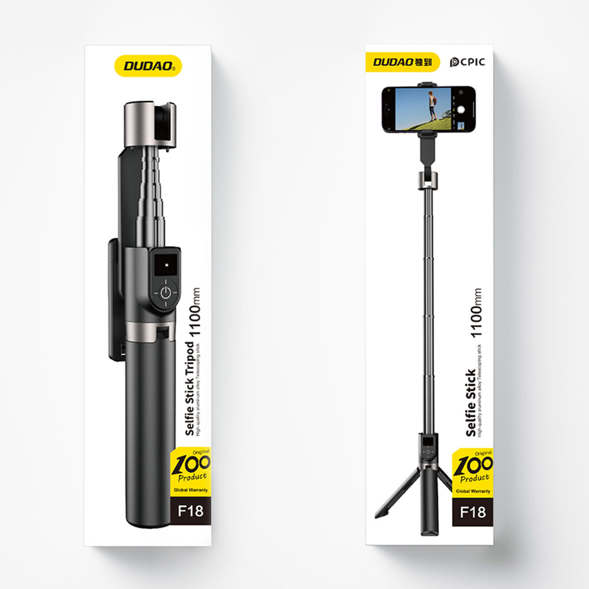 DUDAO F18 Selfie Stick Black Passiv hållare Mobiltelefon / smartphone Svart