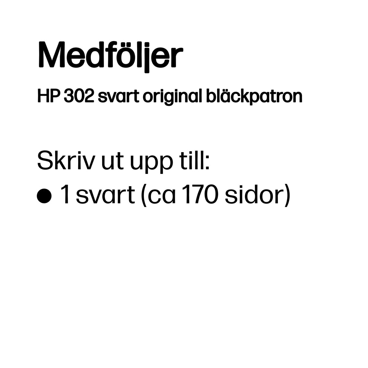 HP 302 svart original bläckpatron