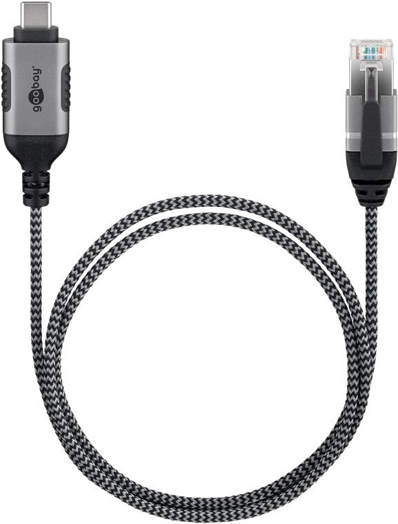 Goobay 74405 kabelomvandlare (hane/hona) USB 3.1 type A RJ45 Svart, Silver