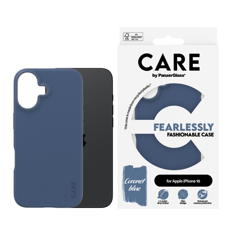 PanzerGlass CARE by PG Blue iPhone16 6.1 mobiltelefonfodral Omslag Transparent