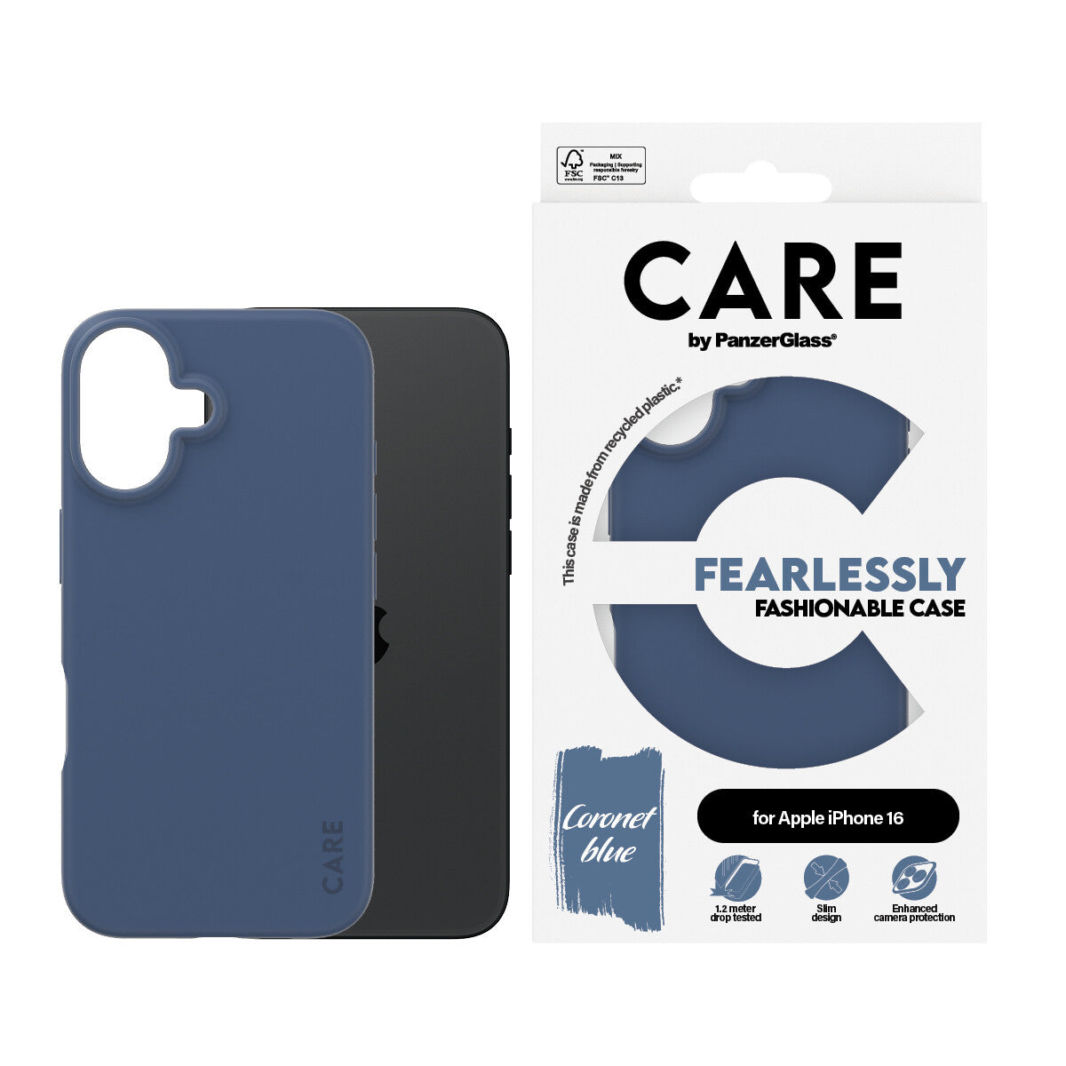 PanzerGlass CARE by PG Blue iPhone16 6.1 mobiltelefonfodral Omslag Transparent