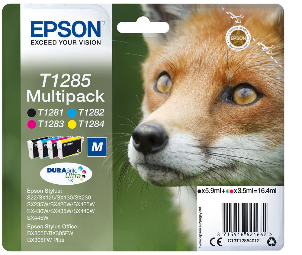 Epson Fox Flerpack 4 färger T1285 DURABrite Ultra-bläck