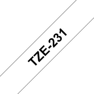 Brother TZE-231 etikett-tejp Svart på vitt