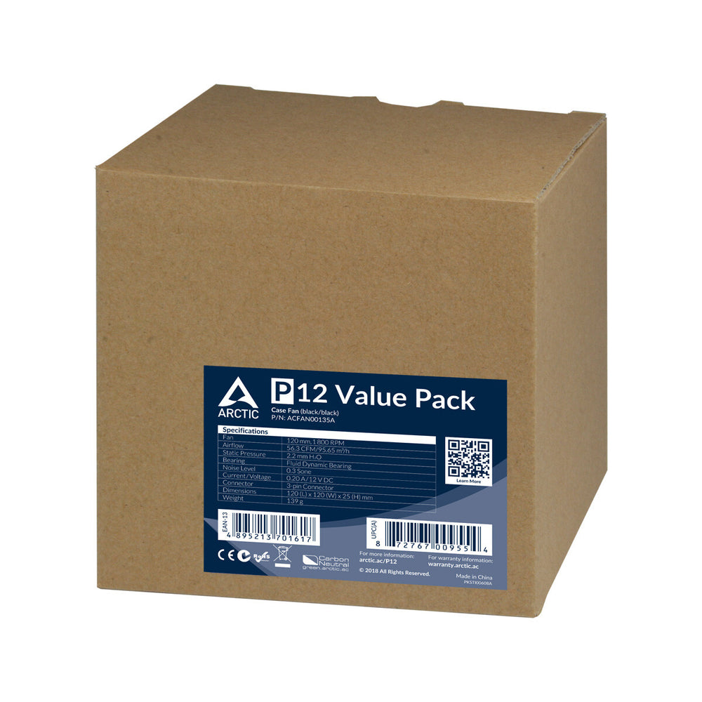 ARCTIC P12 Value Pack Datorväska Fan 12 cm Svart