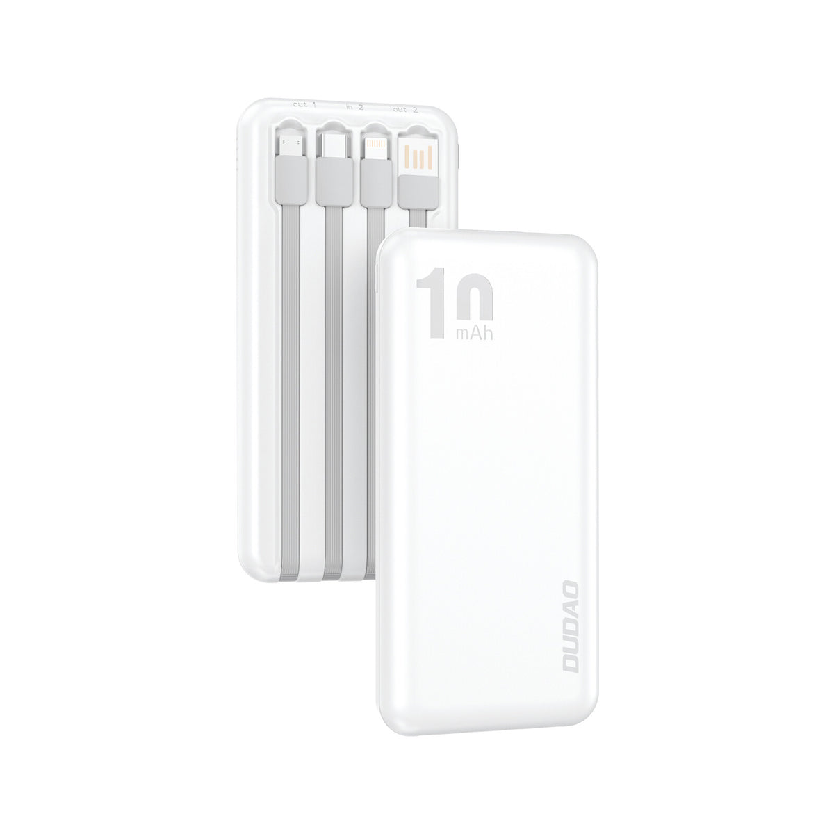 DUDAO K6Pro Universal 10000mAh Power Bank with USB Cable Type C Lightning white Vit