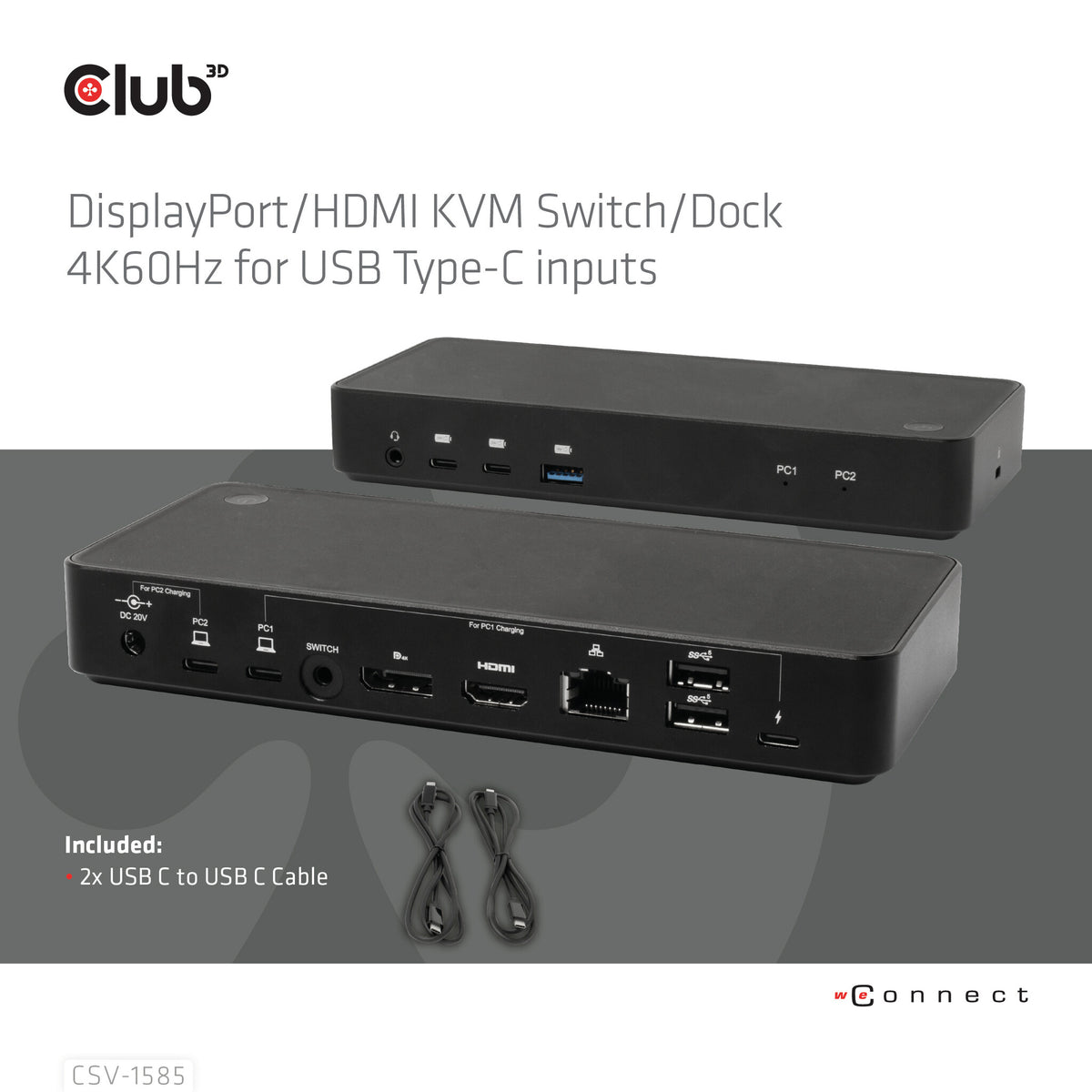 CLUB3D CSV-1585 KVM-switchar Svart