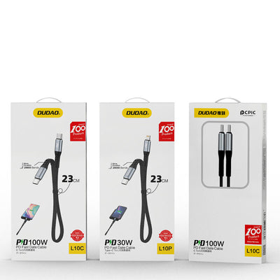 DUDAO USB-C to Lightning 20W PD 0.23m Cable Black - Kabel - Digital/Daten 0,23 m Svart