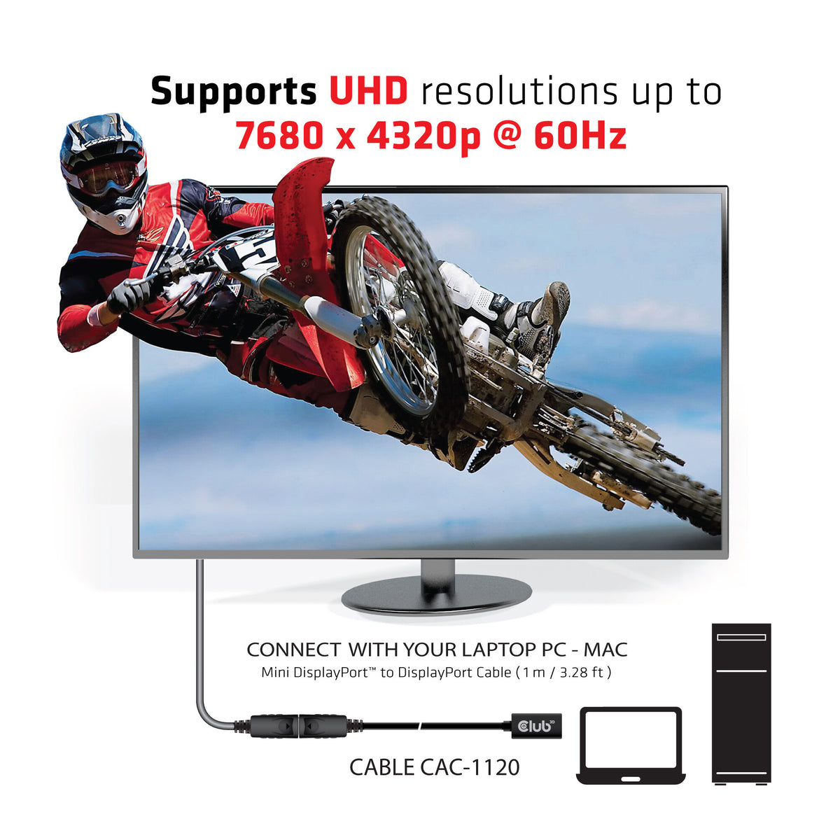 CLUB3D cac-1120 1 m Mini DisplayPort DisplayPort Svart
