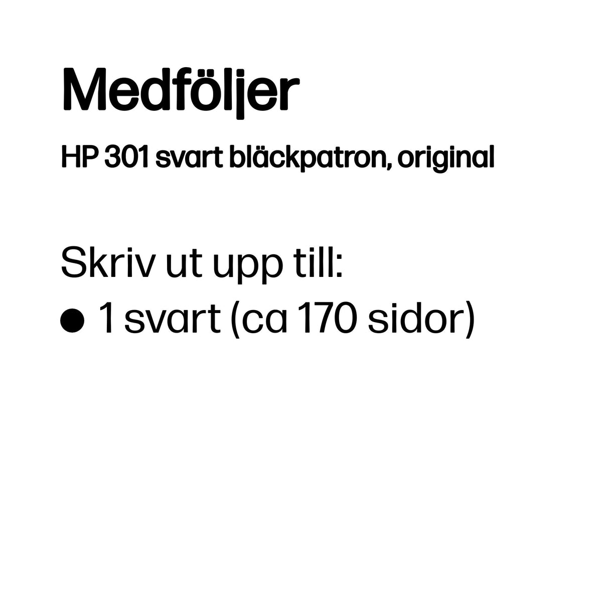 HP 301 svart bläckpatron, original