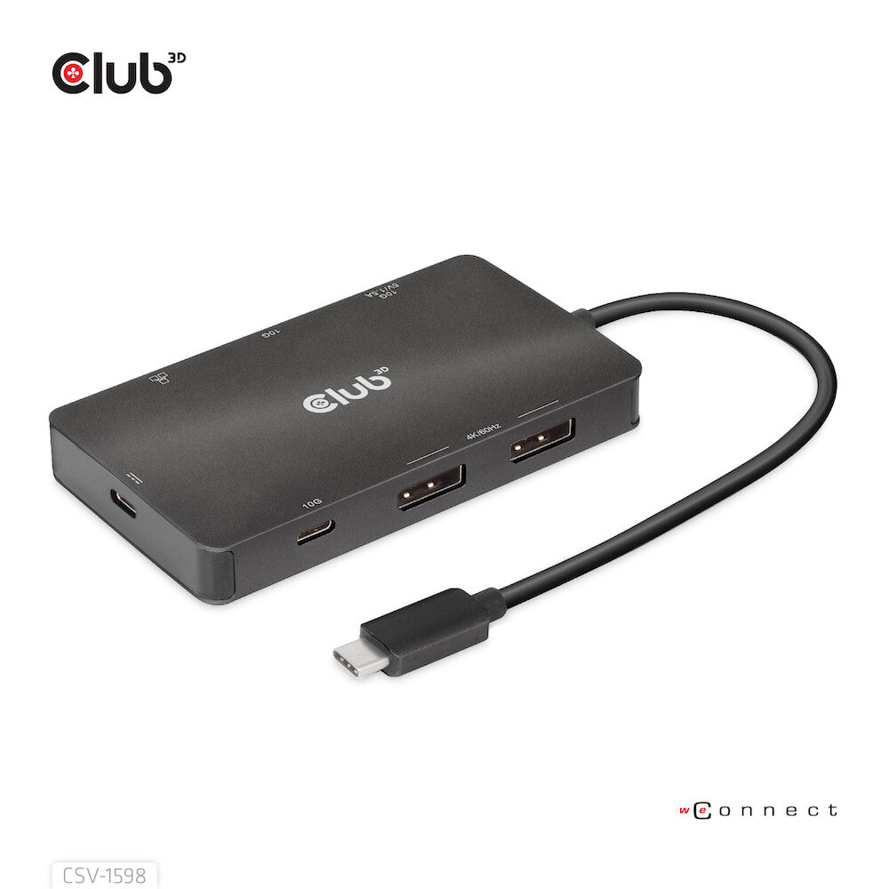 CLUB3D CSV-1598 dockningsstationer för bärbara datorer USB 3.2 Gen 2 (3.1 Gen 2) Type-C Svart