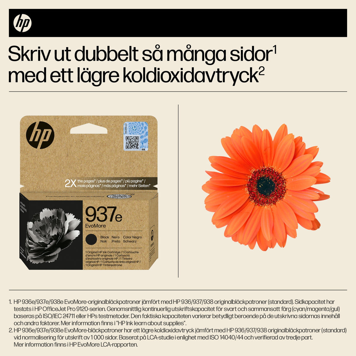 HP 937e EvoMore svart originalbläckpatron
