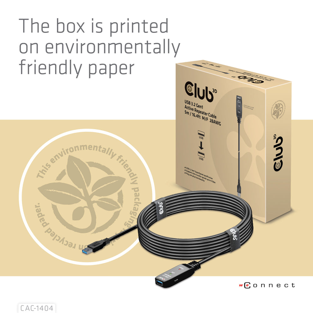 CLUB3D CAC-1404 USB-kablar 5 m USB 3.2 Gen 1 (3.1 Gen 1) USB A Svart