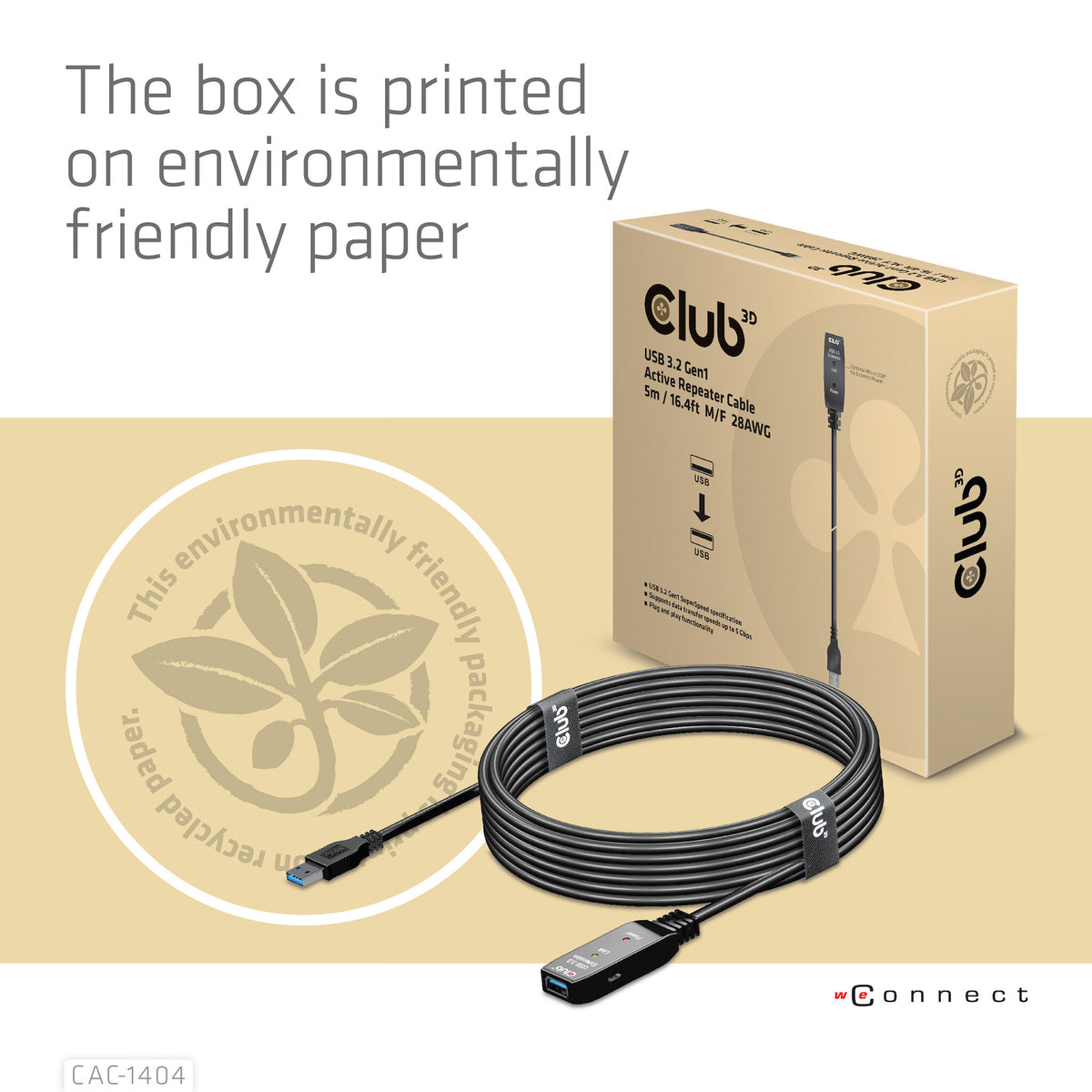 CLUB3D CAC-1404 USB-kablar 5 m USB 3.2 Gen 1 (3.1 Gen 1) USB A Svart