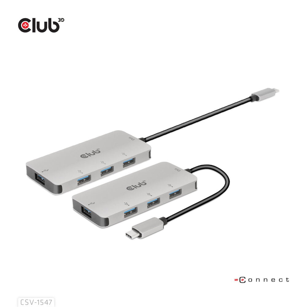 CLUB3D CSV-1547 gränssnittshubbar USB 3.2 Gen 2 (3.1 Gen 2) Type-C 10000 Mbit/s Svart, Silver