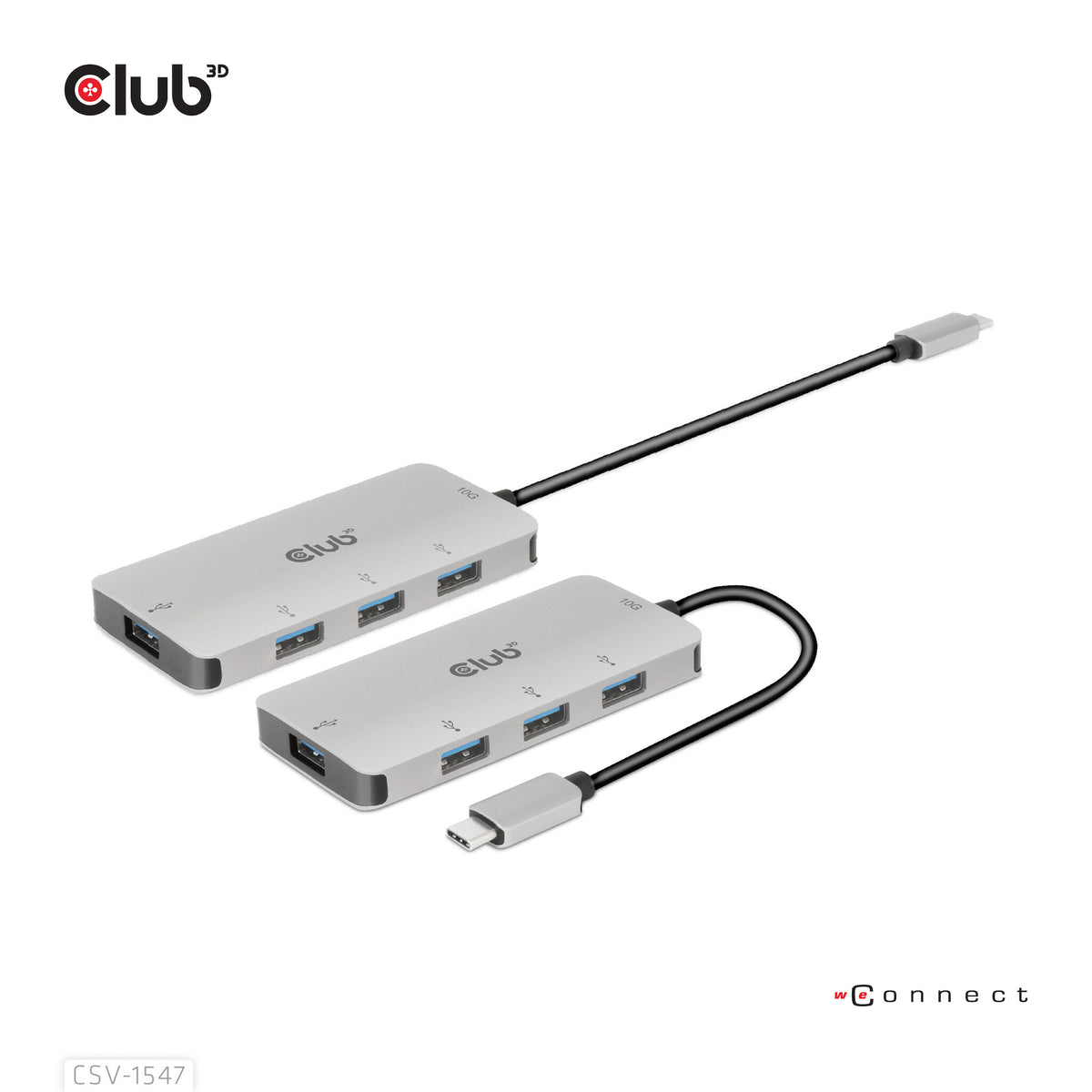 CLUB3D CSV-1547 gränssnittshubbar USB 3.2 Gen 2 (3.1 Gen 2) Type-C 10000 Mbit/s Svart, Silver