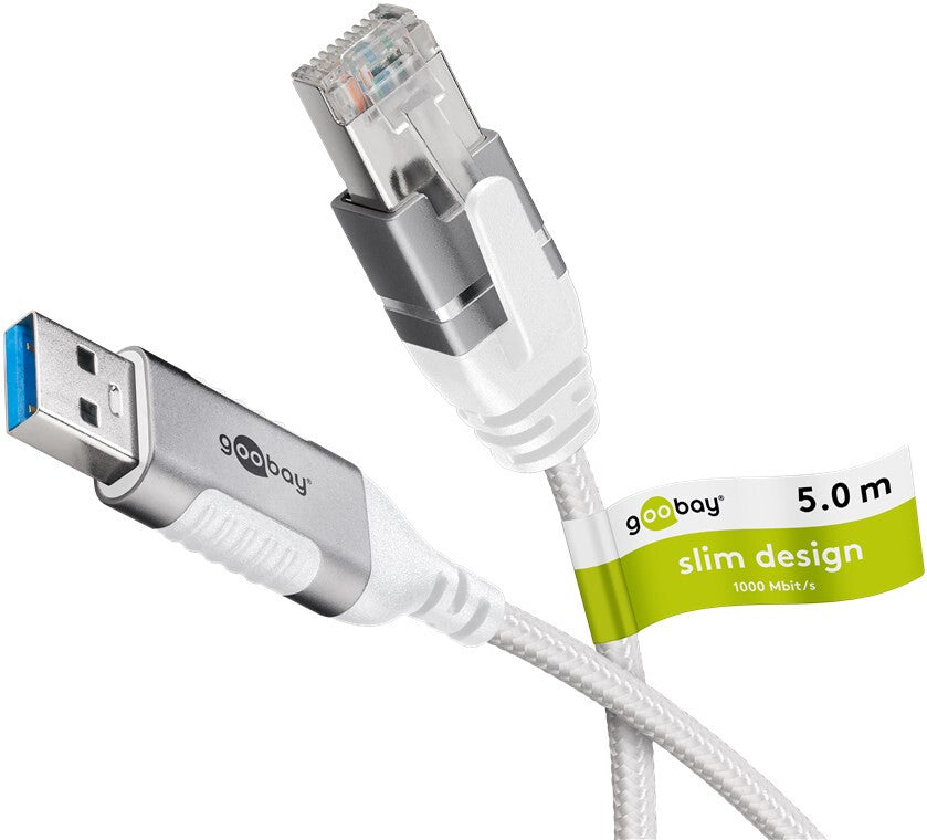 Goobay 74381 kabelomvandlare (hane/hona) USB 3.0 type A RJ45 Vit