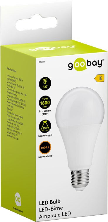 Goobay 65389 LED-lampor Varmvitt 3000 K 15 W E27 E
