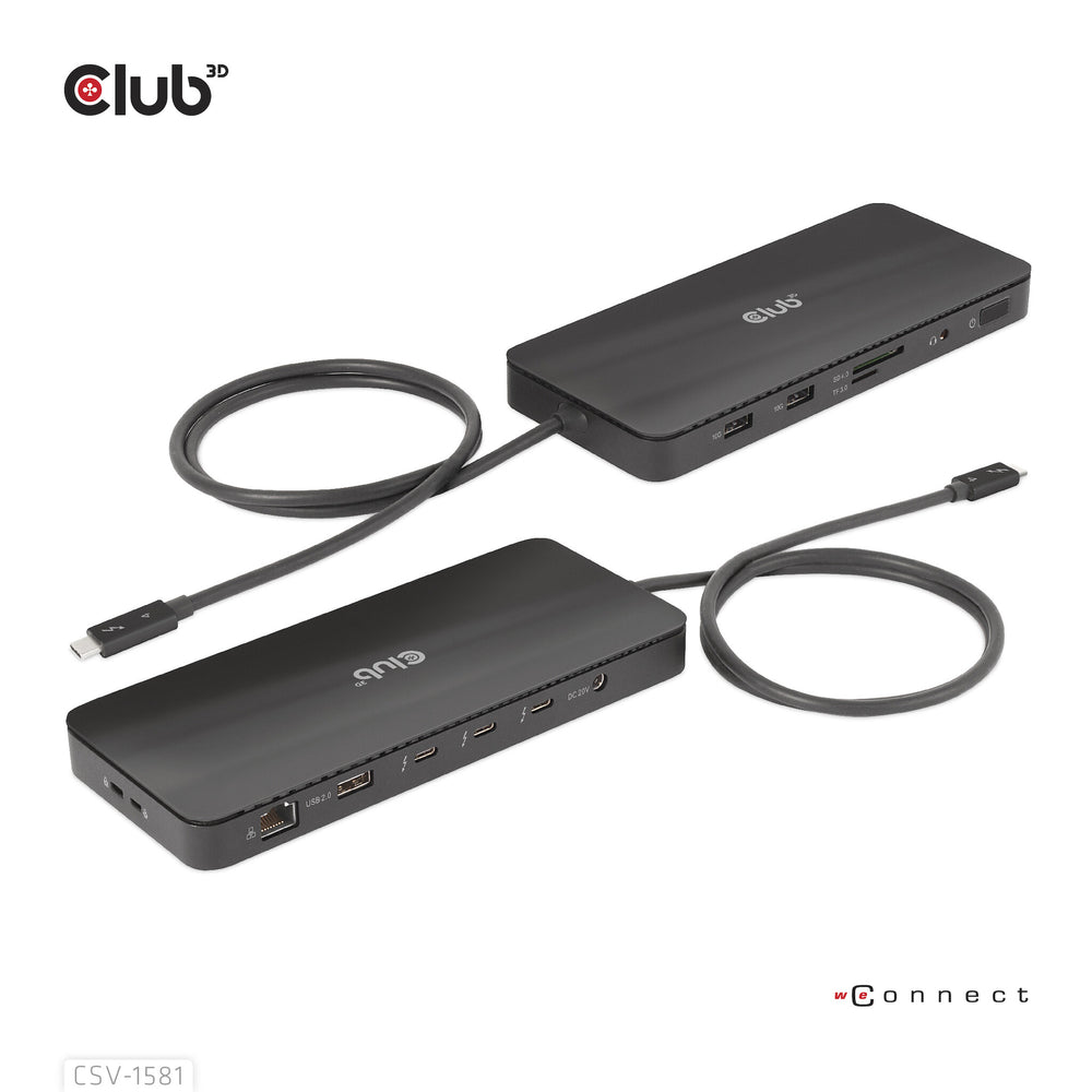 CLUB3D CSV-1581 dockningsstationer för bärbara datorer Dockning Thunderbolt 4 Svart