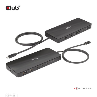 CLUB3D CSV-1581 dockningsstationer för bärbara datorer Dockning Thunderbolt 4 Svart