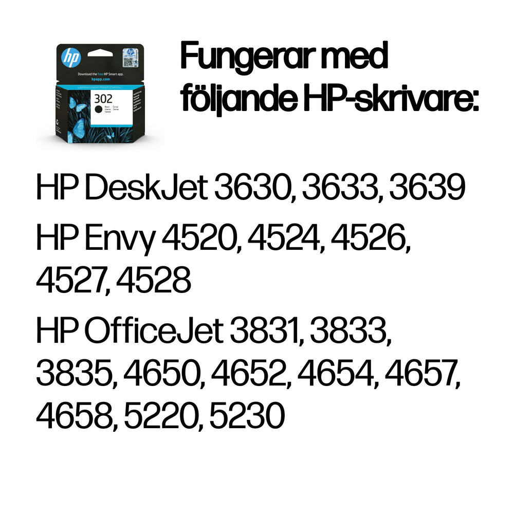 HP 302 svart original bläckpatron