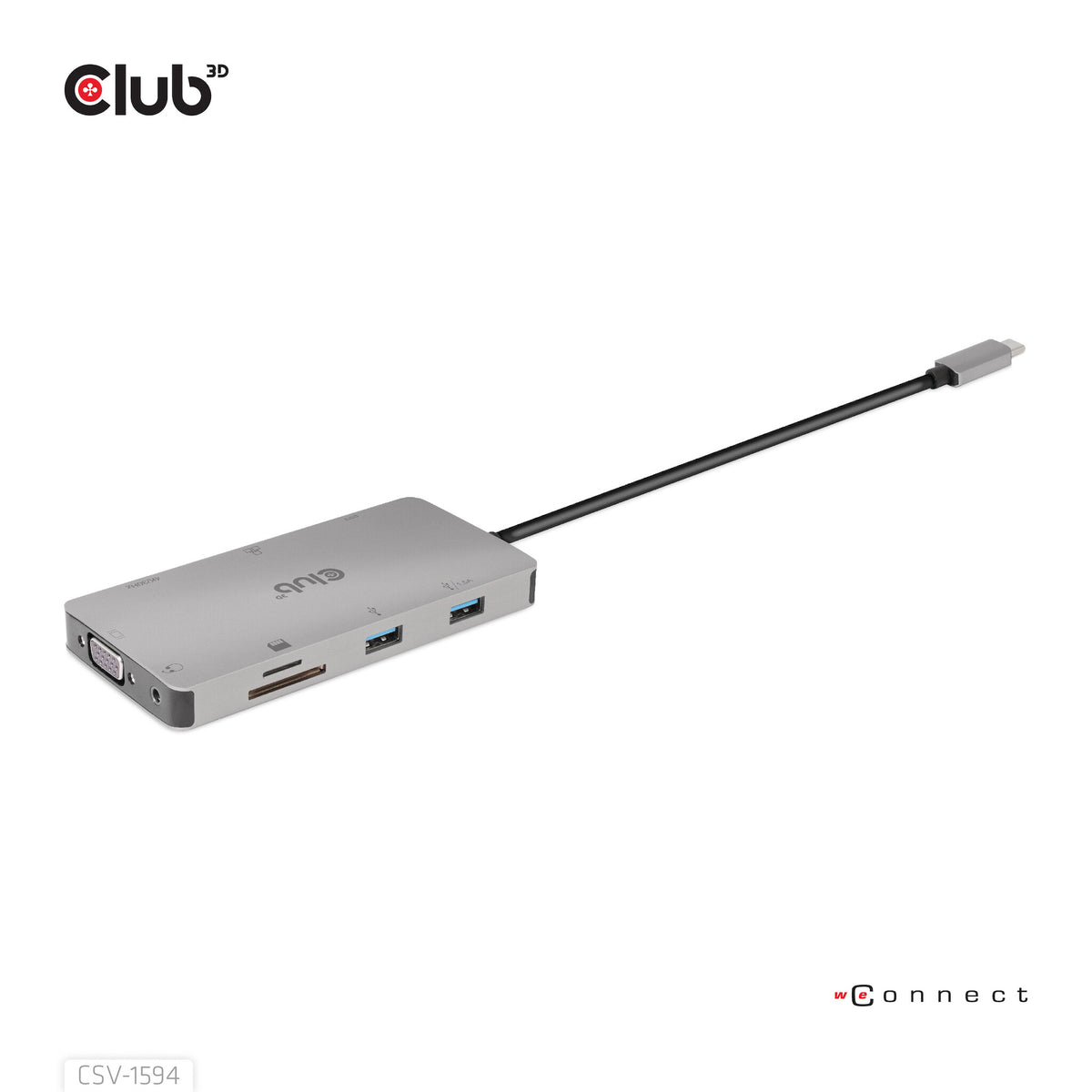 CLUB3D CSV-1594 dockningsstationer för bärbara datorer USB 3.2 Gen 1 (3.1 Gen 1) Type-C Svart, Grå