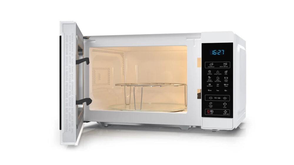 Sharp YC-MG02E-W mikrovågsugn Blå, Vit Bänkdiskmaskin 20 l 800 W