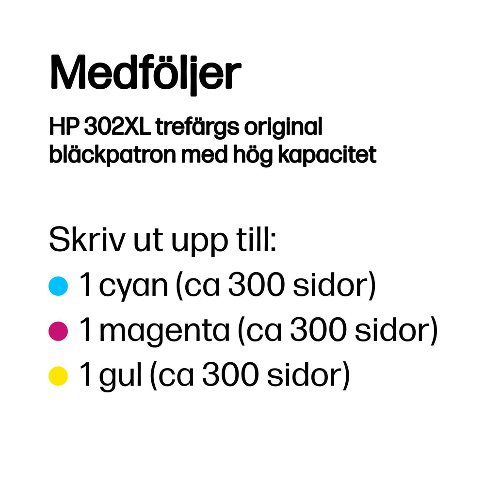 HP 302XL trefärgs original bläckpatron med hög kapacitet