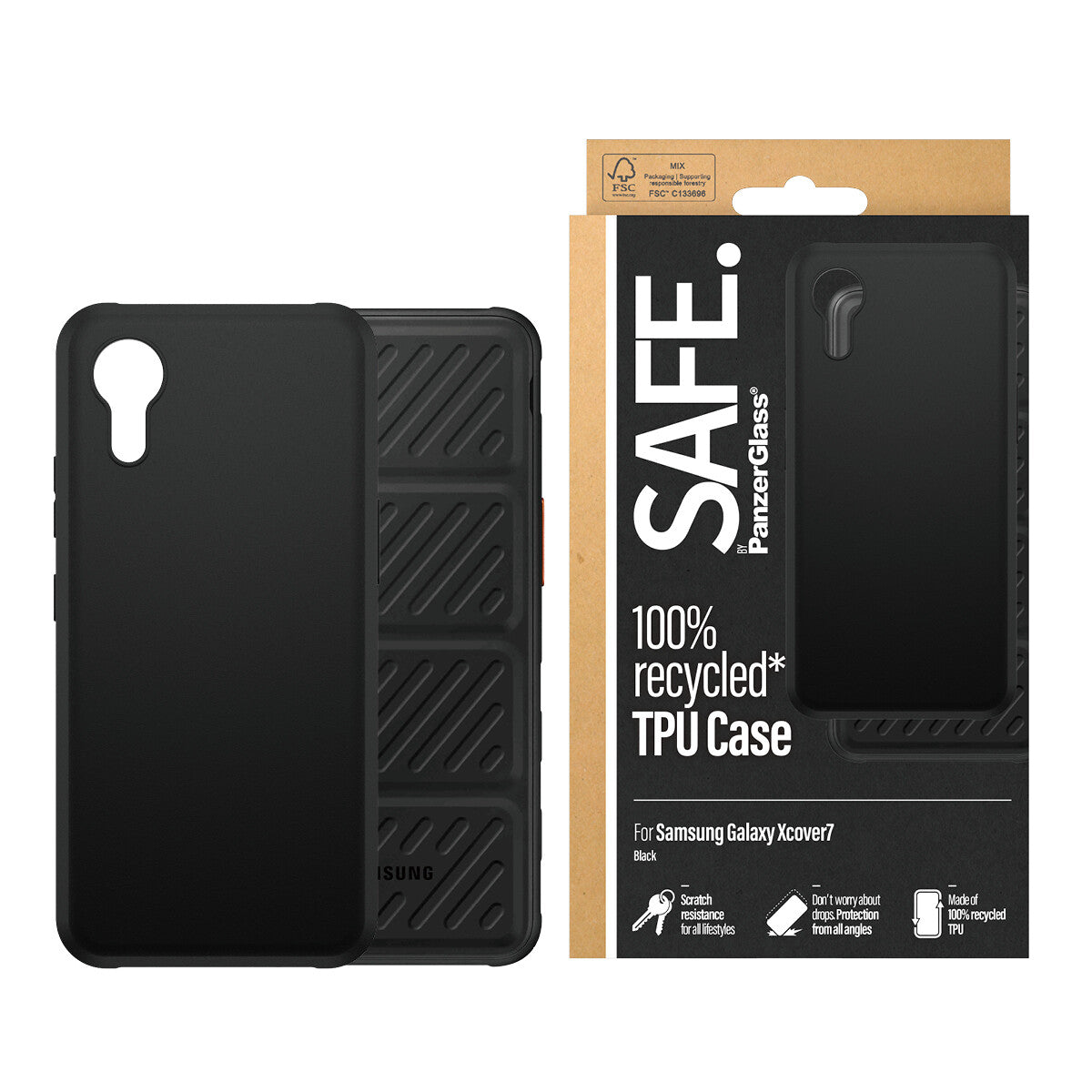 PanzerGlass SAFE. by TPU Case Samsung Galaxy xCover 7 - black mobiltelefonfodral Omslag Transparent