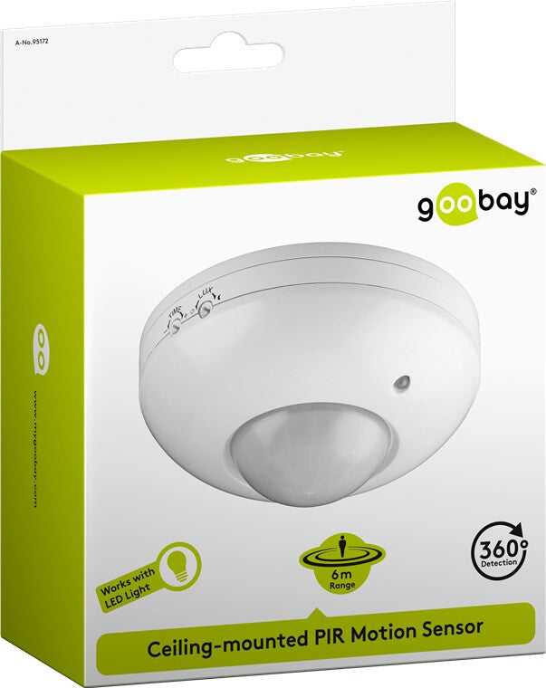 Goobay 95172 rörelsedetektorer Passiv infraröd (PIR) sensor Kabel Tak Vit