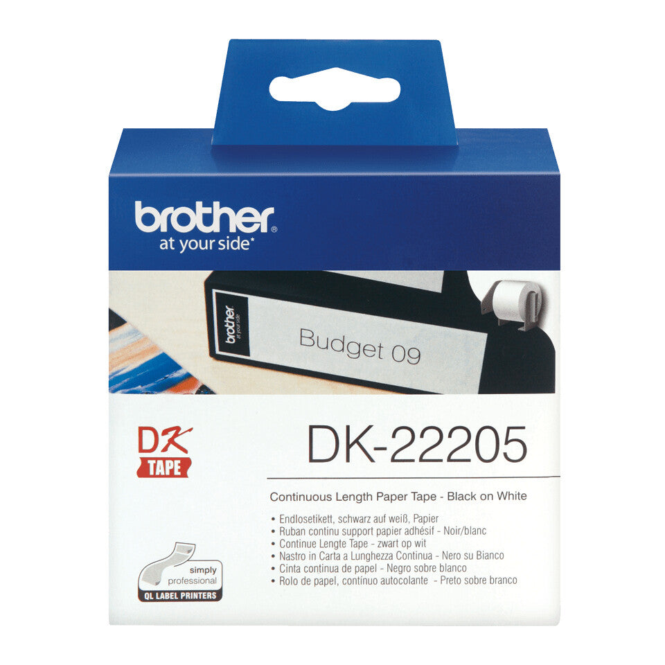 Brother DK-22205 etikett-tejp Svart på vitt