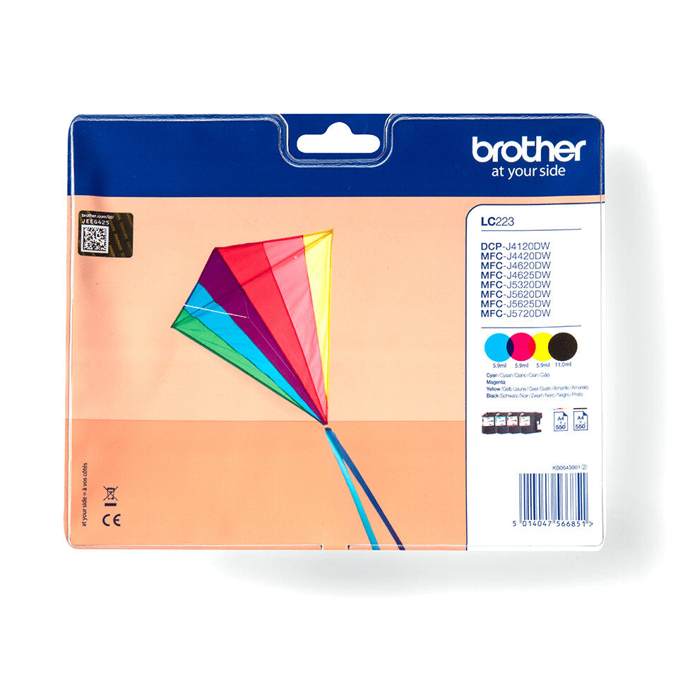 Brother LC223VALBPDR bläckpatroner 4 styck Original Svart, Cyan, Magenta, Gul